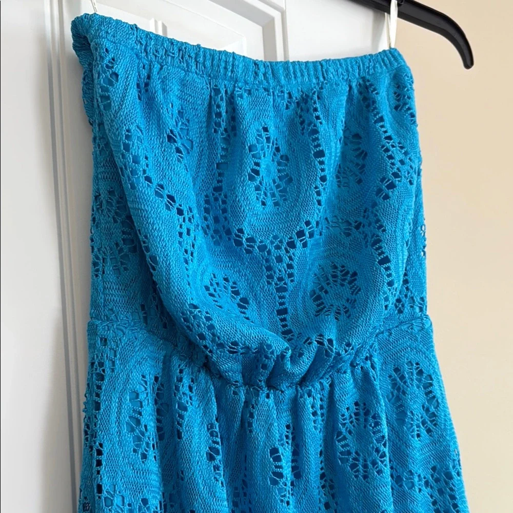 Lilly Pulitzer Elegant Blue Crochet Strapless Summer Dress Size Small - Picture 3 of 7